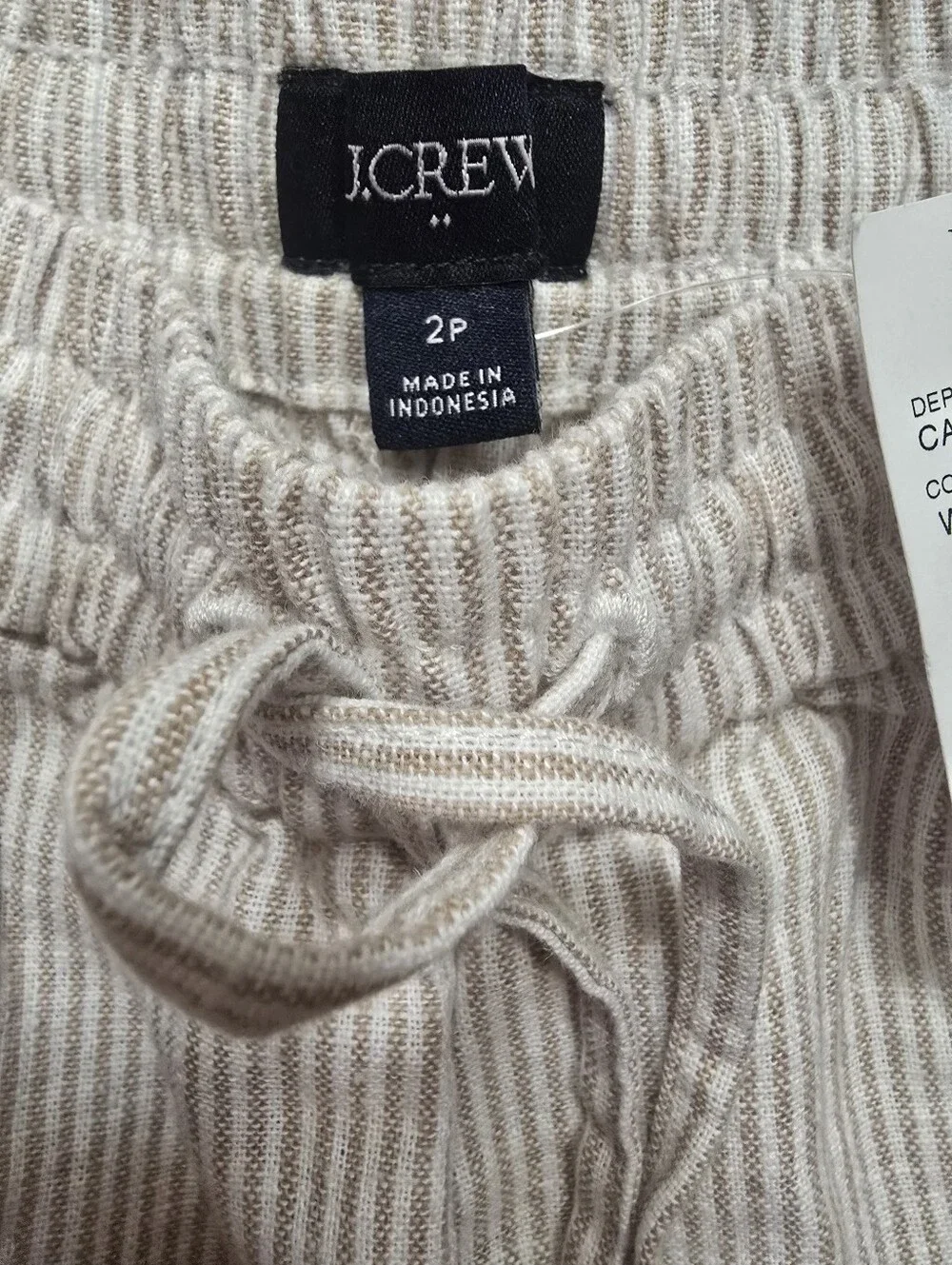 J. Crew Light Khaki Pinstripe Drawstring Stretchy Pants.